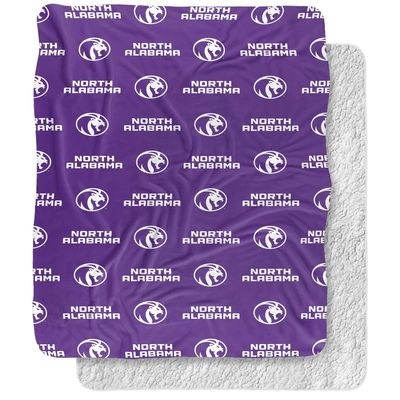 University of North Alabama Lions Logo Pattern Silky Touch Sherpa Back Super Soft Throw Blanket,Logo Pattern