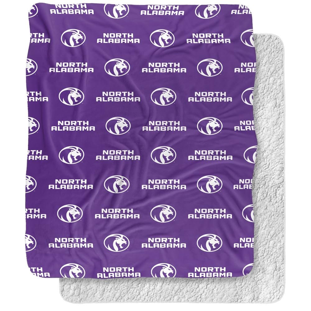University of North Alabama Lions Logo Pattern Silky Touch Sherpa Back Super Soft Throw Blanket,Logo Pattern