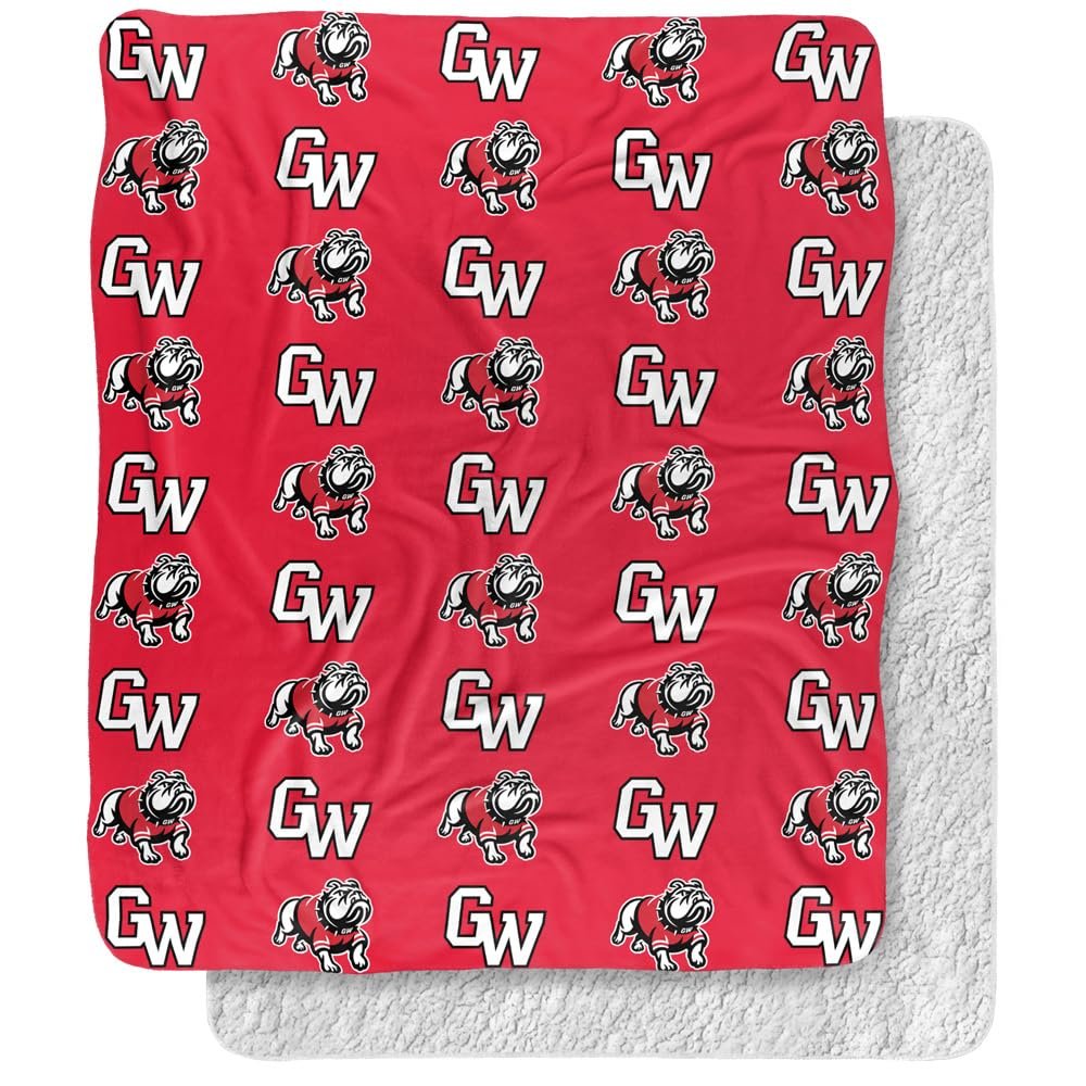 Gardner-Webb University Runnin' Bulldogs Logo Pattern Silky Touch Sherpa Back Super Soft Throw Blanket,Logo Pattern