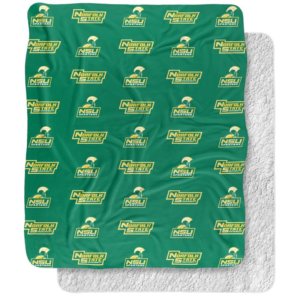 Norfolk State University Logo Pattern Silky Touch Sherpa Back Super Soft Throw Blanket,Logo Pattern