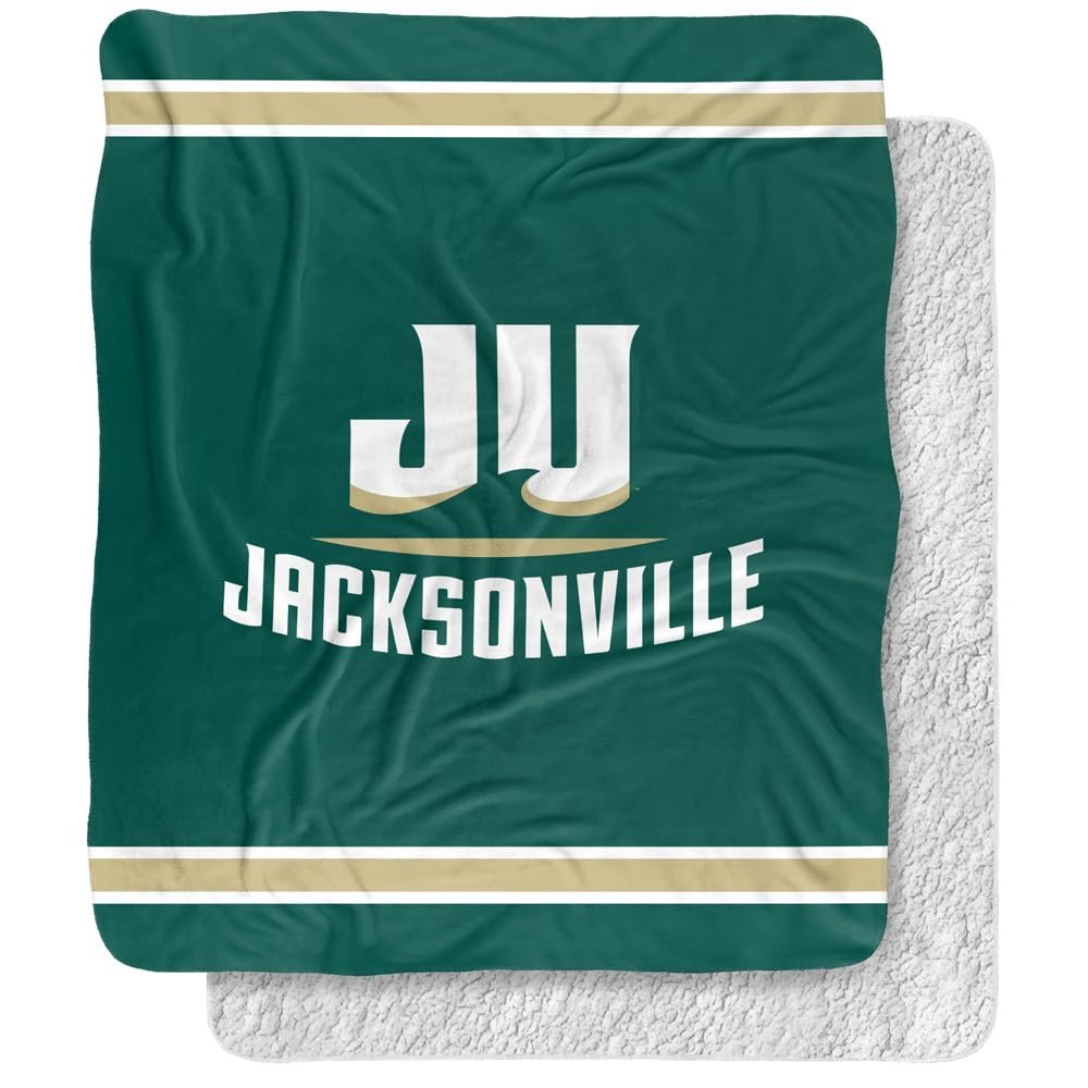 Jacksonville University Dolphins Primary Logo Silky Touch Sherpa Back Super Soft Throw Blanket,Primary Logo