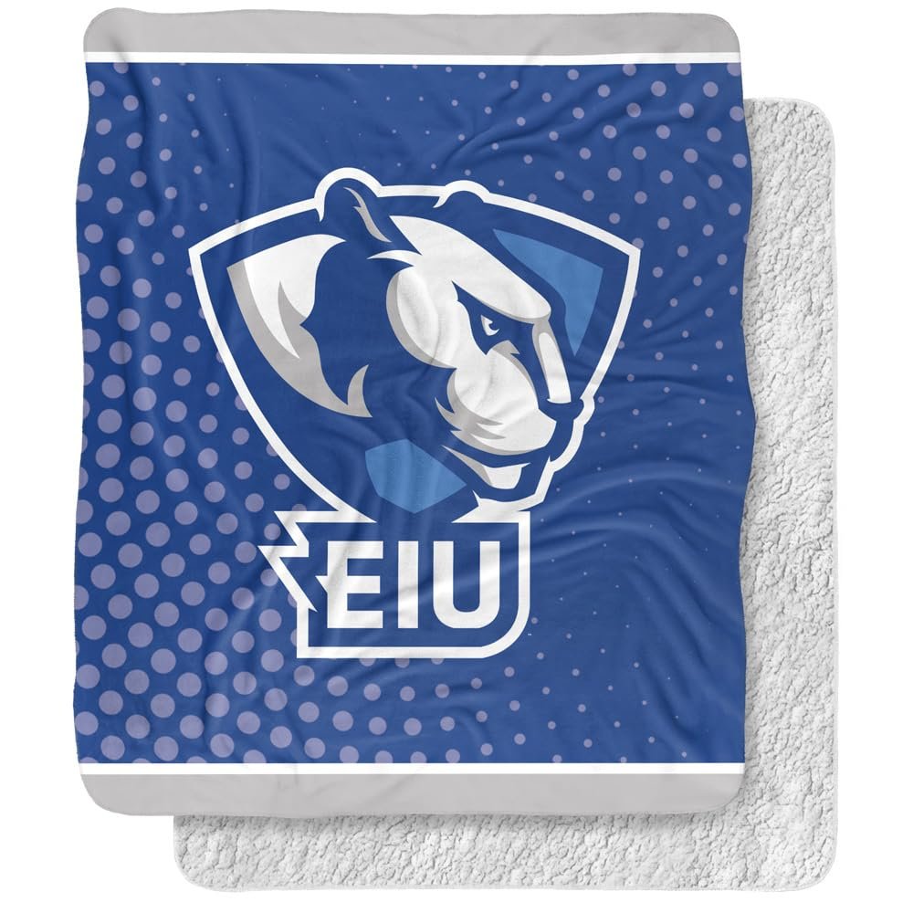 Eastern Illinois University Panthers Logo Dots Silky Touch Sherpa Back Super Soft Throw Blanket,Logo Dots