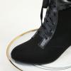 HINDOLA Women Black Mid Calf Boots Lace Up Studded Bowknot Goth Booties Party Dress Cosplay Combat Boots view 4