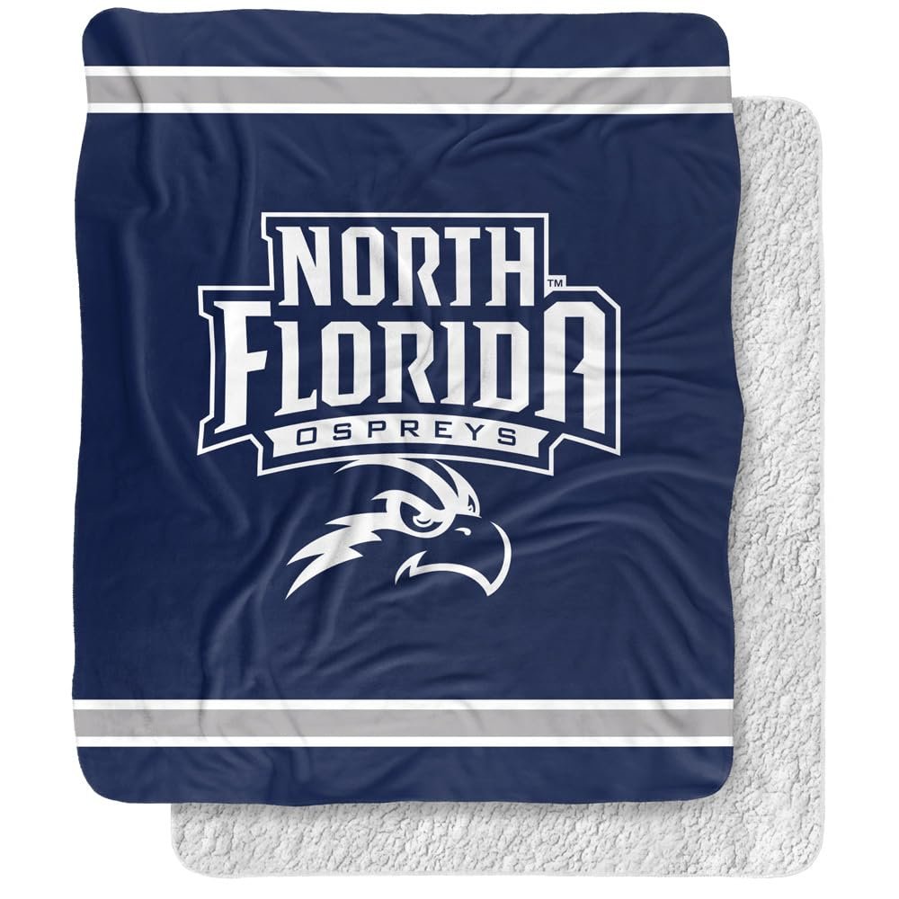 University of North Florida Primary Logo Silky Touch Sherpa Back Super Soft Throw Blanket,Primary Logo