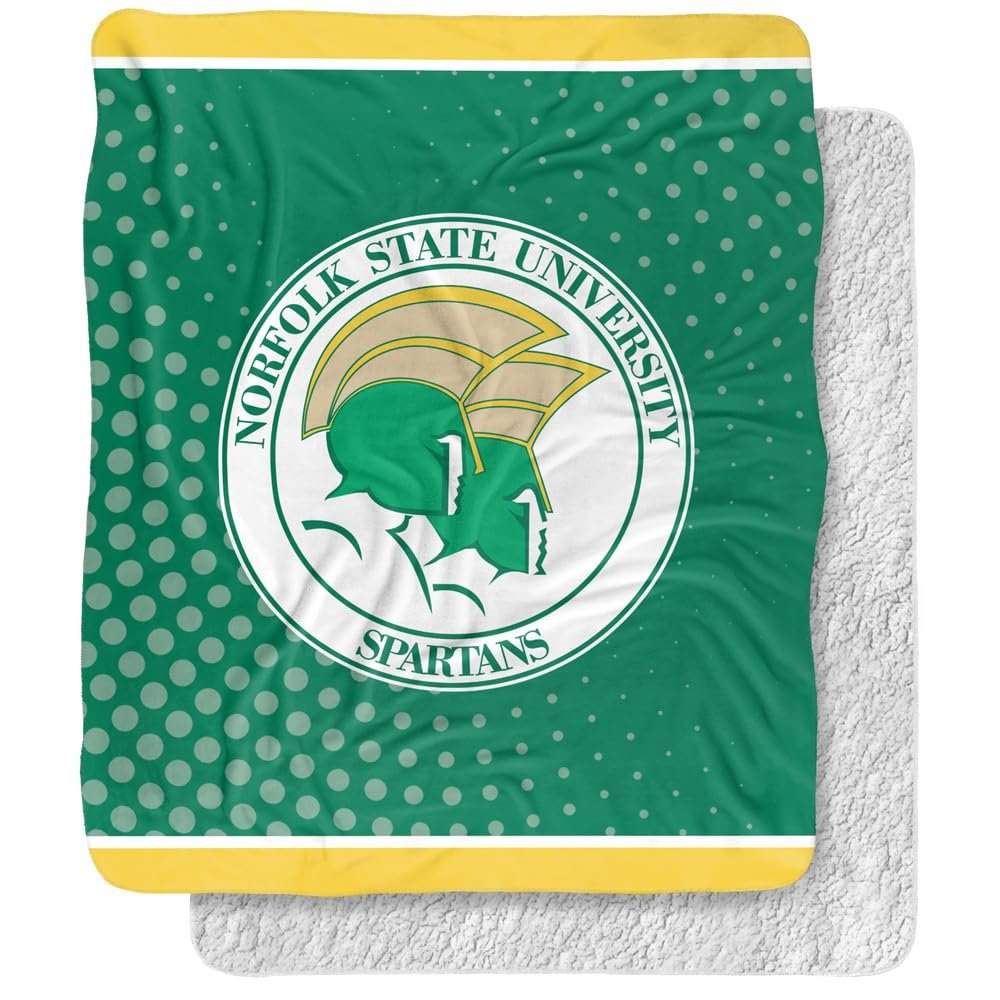 Norfolk State University Logo Dots Silky Touch Sherpa Back Super Soft Throw Blanket,Logo Dots
