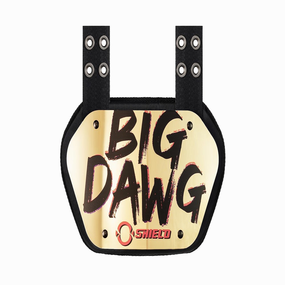 O Shield Big DAWG Golden Chrome Football Back Plate, Lower Back Pads for Football, Youth
