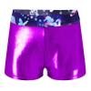 Sxiwei Kids Girls Shiny Metallic Gymnastics Dance Bottoms Printed Gym Fitness Sports Booty Shorts Fairy Navy 10 Years view 1