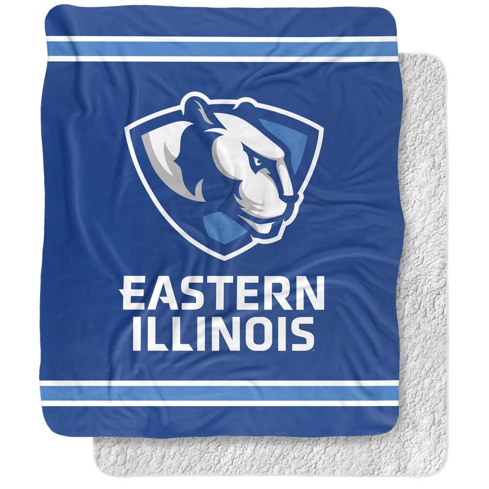 Eastern Illinois University Panthers Primary Logo Silky Touch Sherpa Back Super Soft Throw Blanket,Primary Logo