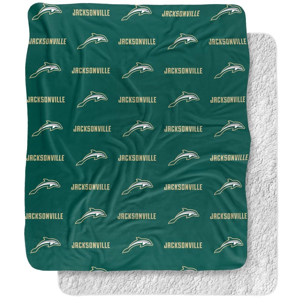 Jacksonville University Dolphins Logo Pattern Silky Touch Sherpa Back Super Soft Throw Blanket,Logo Pattern