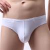 JEsilunmaMY Mens Seamless Underwear Ice Silk Low Rise U Convex Pouch G-String Thong Solid Color Breathable T-Back Panties (White,Small) view 3