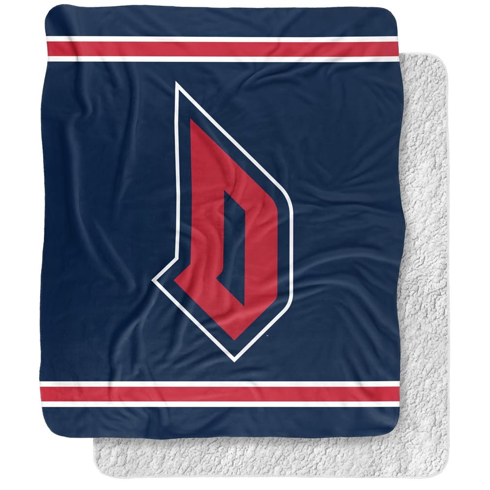 Duquesne University Dukes Primary Logo Silky Touch Sherpa Back Super Soft Throw Blanket,Primary Logo