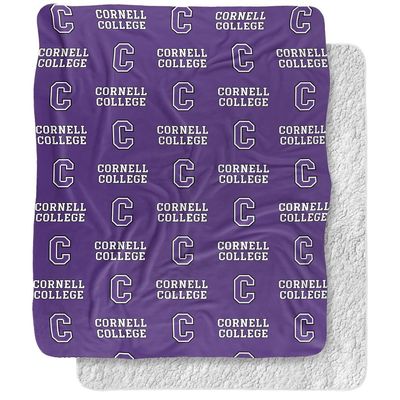 Cornell College Rams Blanket, 50"x60" Logo Pattern, Silky Touch Sherpa Back Super Soft Throw Blanket