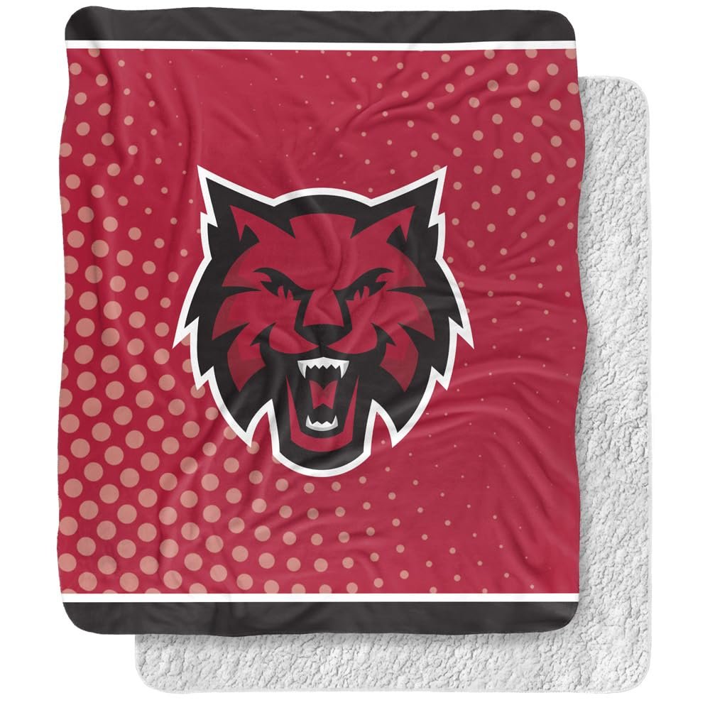 Central Washington University Wildcats Logo Dots Silky Touch Sherpa Back Super Soft Throw Blanket,Logo Dots