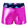 Sxiwei Kids Girls Shiny Metallic Gymnastics Dance Bottoms Printed Gym Fitness Sports Booty Shorts Colorful Butterfly Navy 10 Years view 1