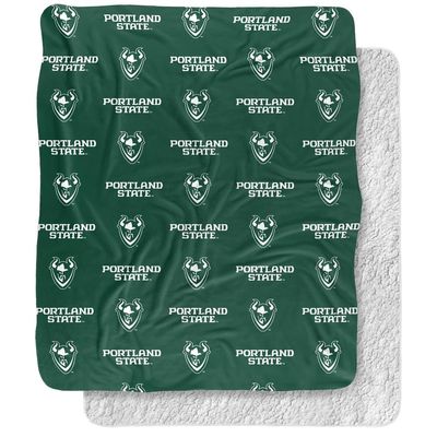 Portland State University Vikings Logo Pattern Silky Touch Sherpa Back Super Soft Throw Blanket,Logo Pattern