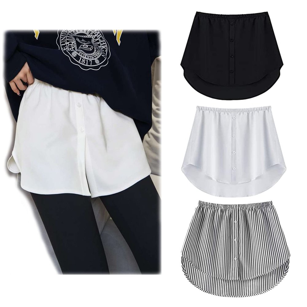 3 Pieces Shirt Extender for Women Adjustable Layering Fake Top Lower Sweep Shirt Half Length Skirt, Security of under skirts (A SET,3XL)