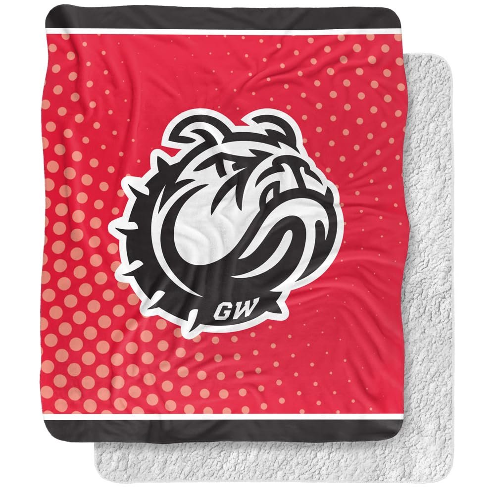 Gardner-Webb University Runnin' Bulldogs Logo Dots Silky Touch Sherpa Back Super Soft Throw Blanket,Logo Dots