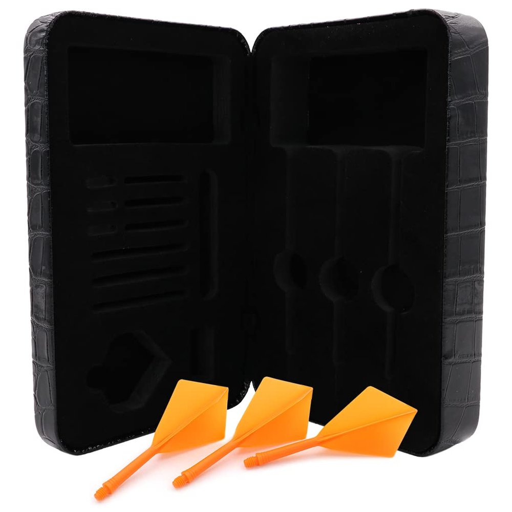 CUESOUL Professional Luxury PU Dart Case with AK5 Dart Flights Diamond Shape for Steel Tip Darts or Soft Tip Darts