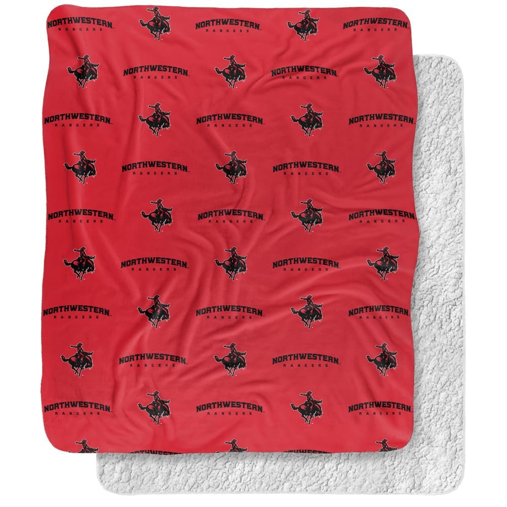 Northwestern Oklahoma State University Rangers Logo Pattern Silky Touch Sherpa Back Super Soft Throw Blanket,Logo Pattern
