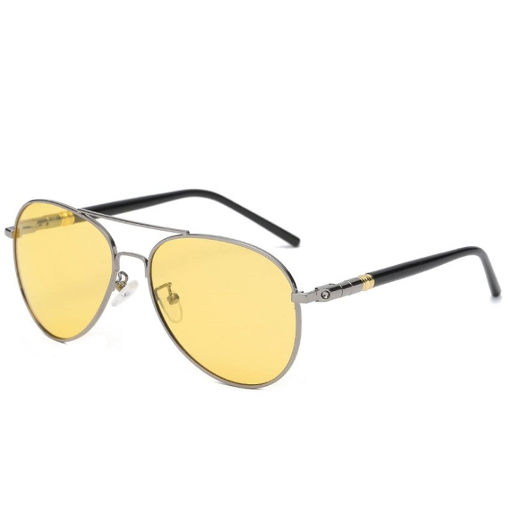 WIRUN Night Vision Glasses Anti-Glare Polarized UV400 Aviator Night Driving Glasses for Men & Women Fishing Cycling Golf (Grey)
