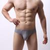 JEsilunmaMY Mens Seamless Underwear Ice Silk Low Rise U Convex Pouch G-String Thong Solid Color Breathable T-Back Panties (Grey,Small) view 3