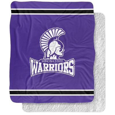 Winona State University Warriors Primary Logo Silky Touch Sherpa Back Super Soft Throw Blanket,Primary Logo