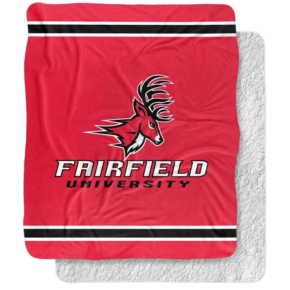 Fairfield University Stags Blanket, 50"x60" Primary Logo, Silky Touch Sherpa Back Super Soft Throw Blanket
