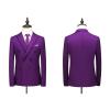 Maiyifu-GJ Men's Slim Fit Double Breasted Jacket Slim Fit Business Daily Prom Blazer Peak Lapel Groom Wedding Party Suit Coat (Purple 1,XX-Large) view 2