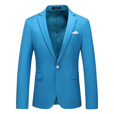 Men's Slim Fit Double Breasted Jacket Slim Fit Business Daily Prom Blazer Peak Lapel Groom Wedding Party Suit Coat (Blue 3,XX-Large)