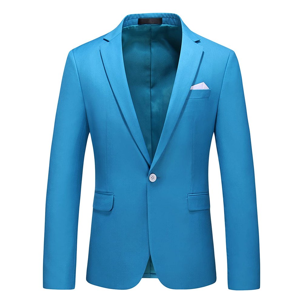 Men's Slim Fit Double Breasted Jacket Slim Fit Business Daily Prom Blazer Peak Lapel Groom Wedding Party Suit Coat (Blue 3,XX-Large)
