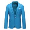 Men's Slim Fit Double Breasted Jacket Slim Fit Business Daily Prom Blazer Peak Lapel Groom Wedding Party Suit Coat (Blue 3,XX-Large) view 1