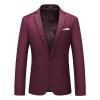 Maiyifu-GJ Men's Slim Fit Double Breasted Jacket Slim Fit Business Daily Prom Blazer Peak Lapel Groom Wedding Party Suit Coat (Dark Red,X-Large) view 1