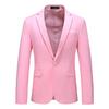 Men's Slim Fit Double Breasted Jacket Slim Fit Business Daily Prom Blazer Peak Lapel Groom Wedding Party Suit Coat (Pink 2,Medium) view 1