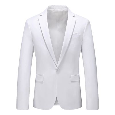 Maiyifu-GJ Men's Slim Fit Double Breasted Jacket Slim Fit Business Daily Prom Blazer Peak Lapel Groom Wedding Party Suit Coat (White 2,Large)