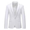 Maiyifu-GJ Men's Slim Fit Double Breasted Jacket Slim Fit Business Daily Prom Blazer Peak Lapel Groom Wedding Party Suit Coat (White 2,Large) view 1