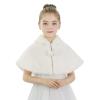 Girls Faux Fur Shawl Wrap Flower Girl Wedding Party Dress Up Bolero Shrug Accessories Winter Princess Warm Shoulder Cape view 1