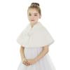 Girls Faux Fur Shawl Wrap Flower Girl Wedding Party Dress Up Bolero Shrug Accessories Winter Princess Warm Shoulder Cape view 3