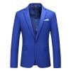 Men's Slim Fit Double Breasted Jacket Slim Fit Business Daily Prom Blazer Peak Lapel Groom Wedding Party Suit Coat (Blue 2,5X-Large) view 1