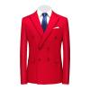 Maiyifu-GJ Men's Slim Fit Double Breasted Jacket Slim Fit Business Daily Prom Blazer Peak Lapel Groom Wedding Party Suit Coat (Red 1,3X-Large) view 1