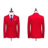 Maiyifu-GJ Men's Slim Fit Double Breasted Jacket Slim Fit Business Daily Prom Blazer Peak Lapel Groom Wedding Party Suit Coat (Red 1,3X-Large) view 2