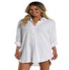 Maxine Of Hollywood Women's Standard Resort Shirt Swimwear Cover Up, White, XS view 1