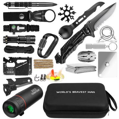 Survival Kit 34 in 1 Emergency Tactical Survival Gear Camping Tool Accessories Equipment Gifts for Men Christmas Stocking Stuffers Valentines Birthday Fathers Day for Dad Husband
