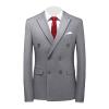 Men's Slim Fit Double Breasted Jacket Slim Fit Business Daily Prom Blazer Peak Lapel Groom Wedding Party Suit Coat (Grey,Medium) view 1