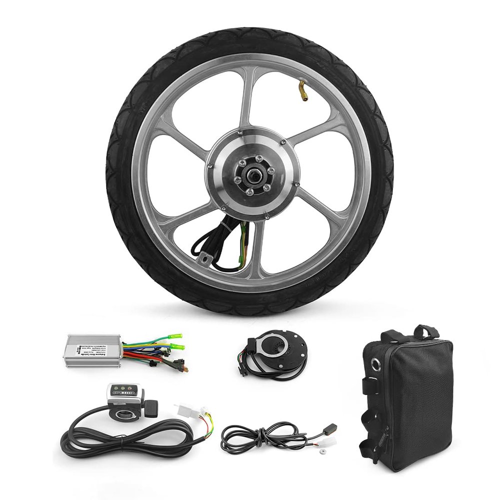 16 Inch 350W Brushless Geared Motor Mag Wheel with Tire PAS Accelerator for Front Hub Drive Scooter Small Bike Bicycle Thumb Throttle with tire48V350W