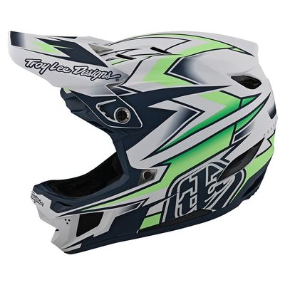 Troy Lee Designs D4 Composite Full Face Mountain Bike Helmet for Max Ventilation Lightweight MIPS EPP EPS Racing Downhill DH BMX MTB - Adult Men Women (Volt White, X-Large)