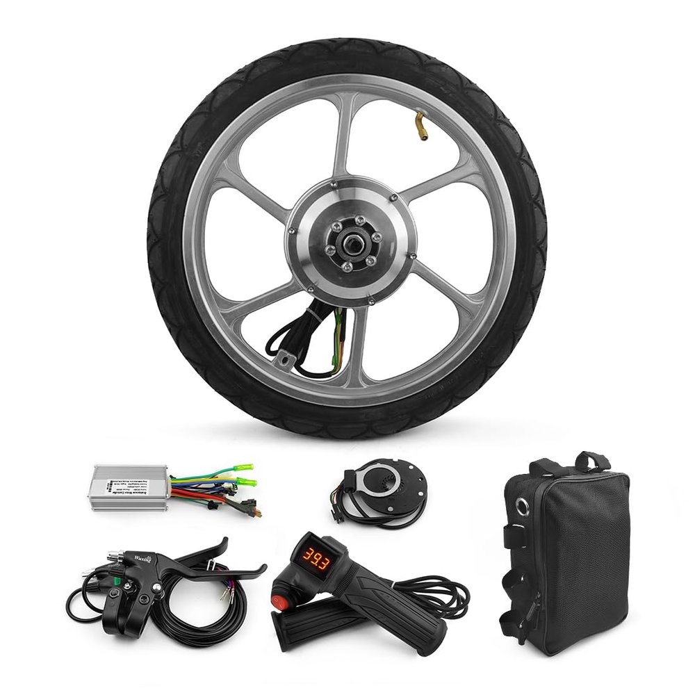 16 Inch 350W Brushless Geared Motor Mag Wheel with Tire PAS Accelerator for Front Hub Drive Scooter Small Bike Bicycle Handle Throttle with tire24V350W