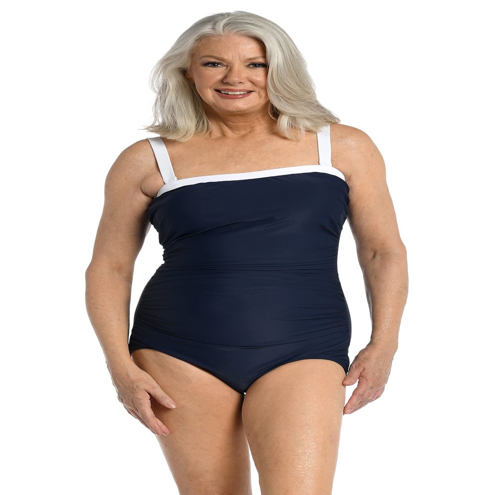 Maxine Of Hollywood Women's Standard Bandeau Girl Leg One Piece Swimsuit, Indigo, 8