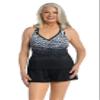 Maxine Of Hollywood Women's Standard V-Neck Racer Back Tankini Swimsuit Top, Black//Ombre Animal, 12 view 1