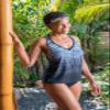 Maxine Of Hollywood Women's Standard V-Neck Racer Back Tankini Swimsuit Top, Black//Ombre Animal, 12 view 4