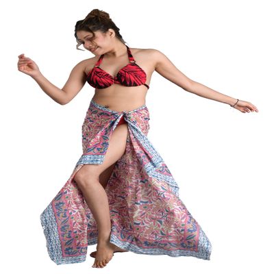 100% Cotton Hand Block Print Sarong Womens Swimsuit Wrap Beach Cover Up Long Swimwear